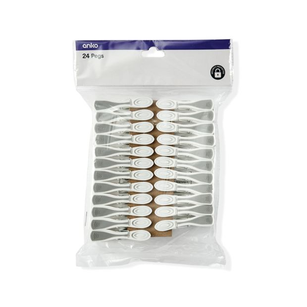 24 Pack Soft Grip Plastic Pegs - Anko