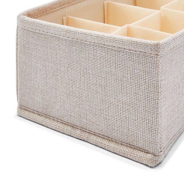 Adjustable Drawer Organiser, Linen Look Beige - Anko