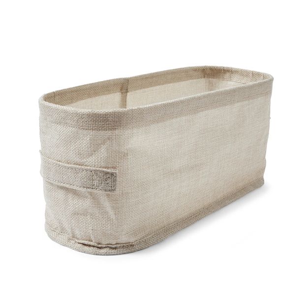 Linen Look Open Storage Box, Narrow, Beige - Anko