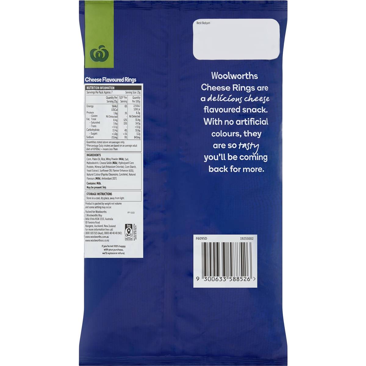 Woolworths Cheese Rings 190g