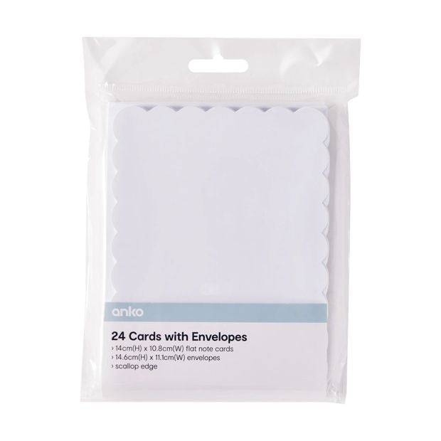 Cards with Envelopes, 24 Pack, White - Anko