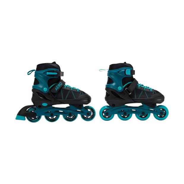 Inline Skates, Black and Teal, Size 5 to 7 - Anko