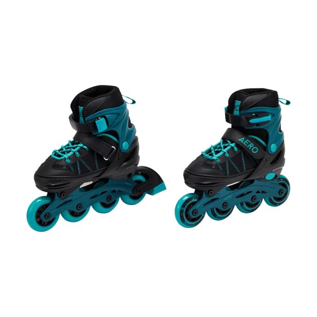 Inline Skates, Black and Teal, Size 2 to 4 - Anko