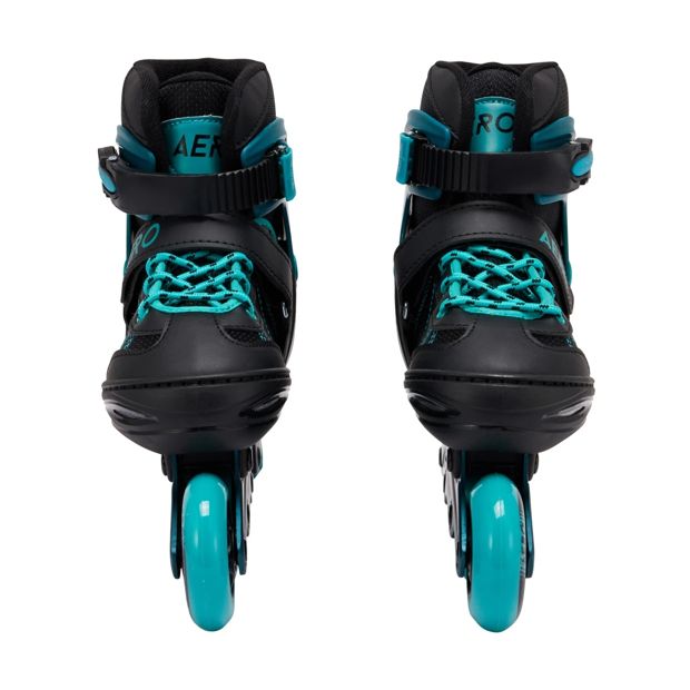 Inline Skates, Black and Teal, Size 2 to 4 - Anko