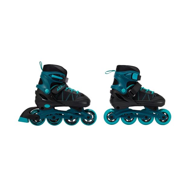 Inline Skates, Black and Teal, Size 2 to 4 - Anko