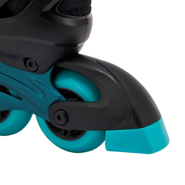 Inline Skates, Black and Teal, Size 2 to 4 - Anko