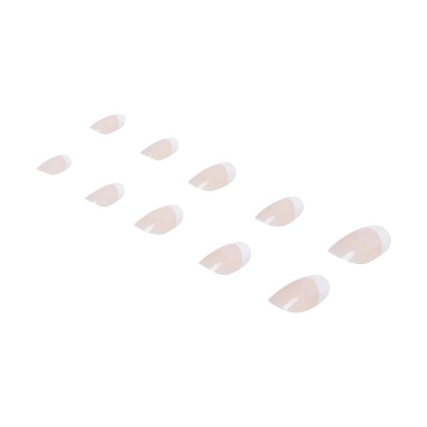 100 Pack Artificial Nails with Adhesive, Short Square Shape, French Tip - OXX Cosmetics