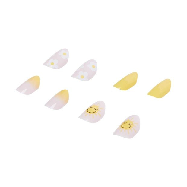 24 Pack Kids Pre-Glued Stick-On Nails, Sunshine and Daisies - OXX Junior