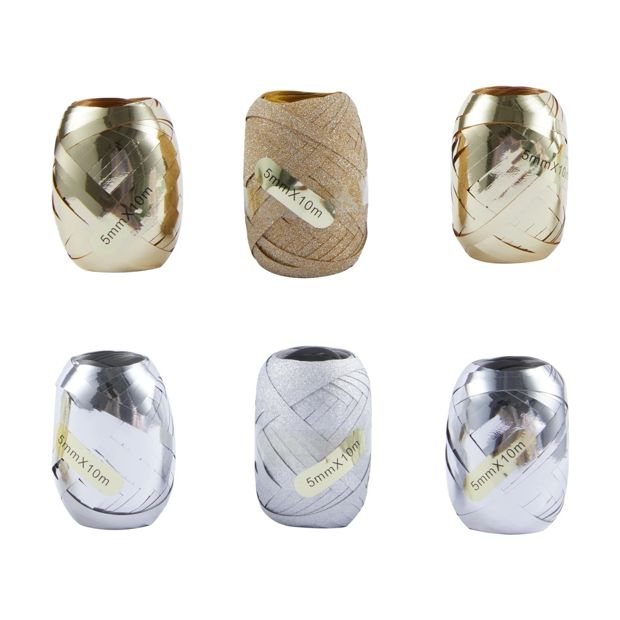 6 Piece Curling Ribbons, Metallic - Anko
