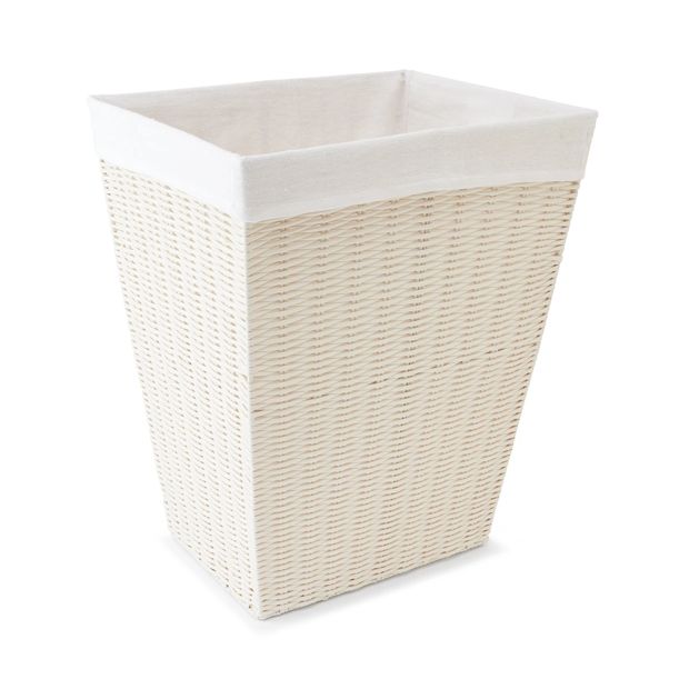 Rattan Look Hamper with Liner, White - Anko