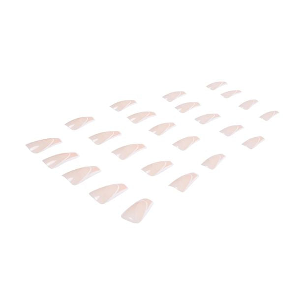 24 Pack Artificial Nails with Adhesive, Squareletto Shape, French Line - OXX Cosmetics