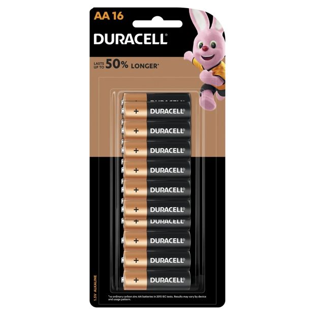 16 Pack Duracell Coppertop AA 1.5V Alkaline Batteries