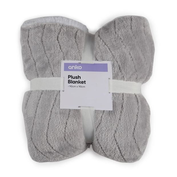 Plush Blanket, Grey - Anko