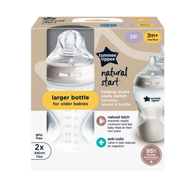 2 Pack Tommee Tippee Natural Start Baby Bottles
