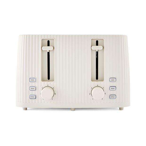 4 Slice Toaster Linear, Off White - Anko
