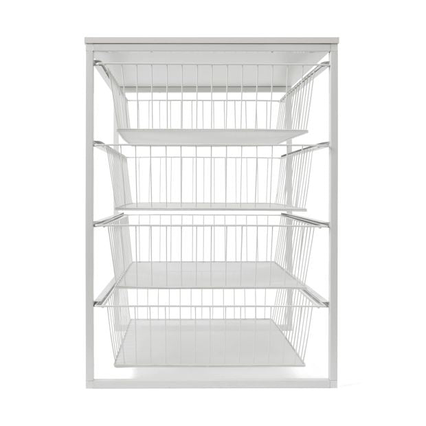 Mesh and Wire 4 Drawer Unit, White - Anko