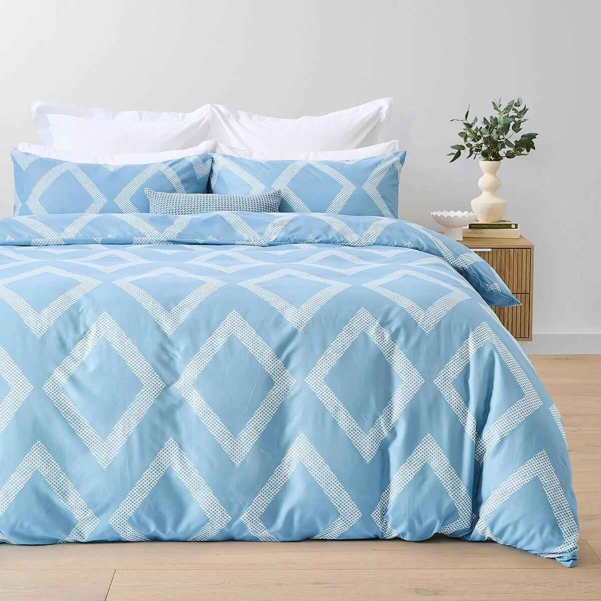 Jude Quilt Cover Set - Single Bed, Blue
