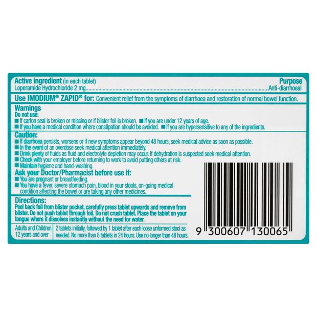 6 Pack Imodium Zapid Diarrhoea Relief Dissolving Tablets 2mg