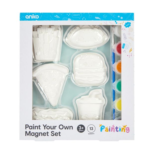 13 Piece Paint Your Own Magnet Set, Fast Food - Anko