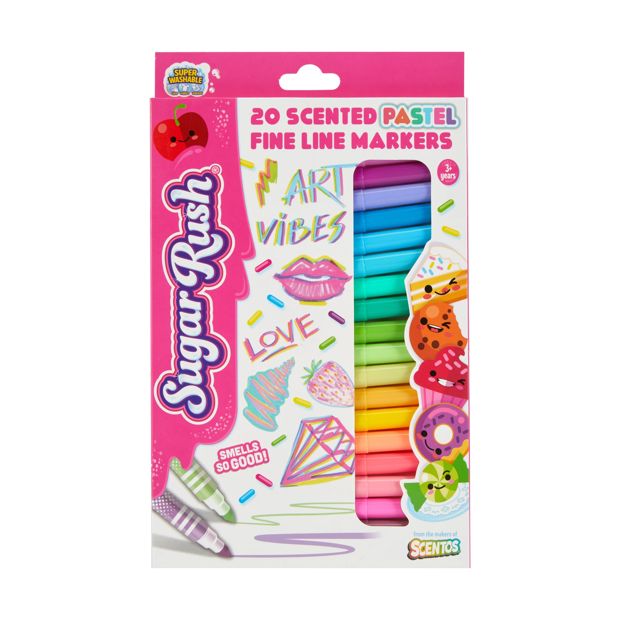 20 Pack Sugar Rush Scented Fine Line Markers - Pastel