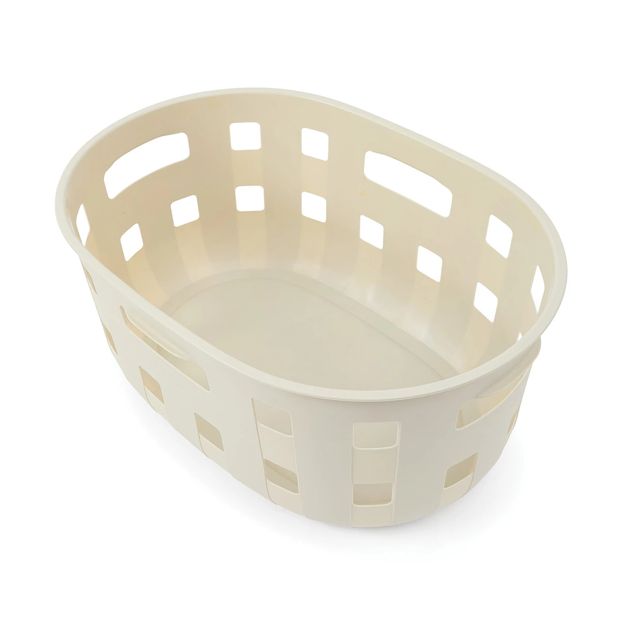 50L Oval Trellis Laundry Basket, Beige - Anko