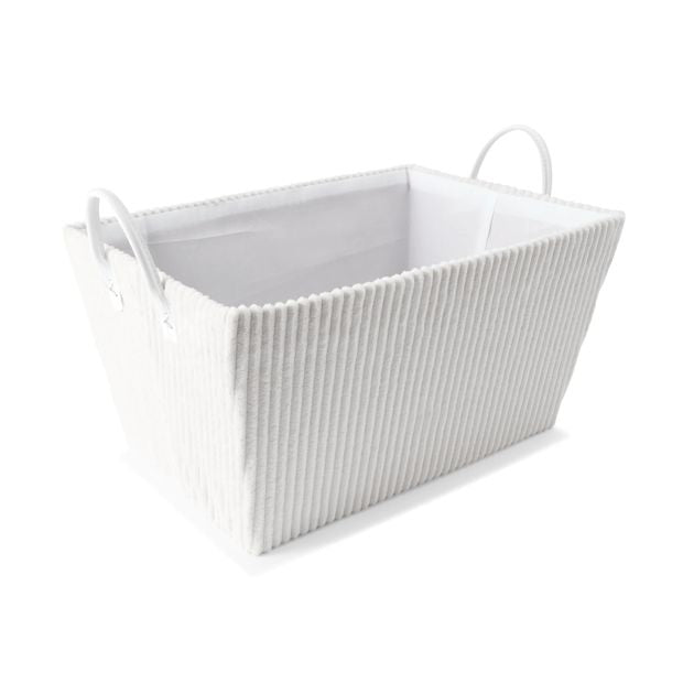 Tapered Ribbed Basket, White - Anko