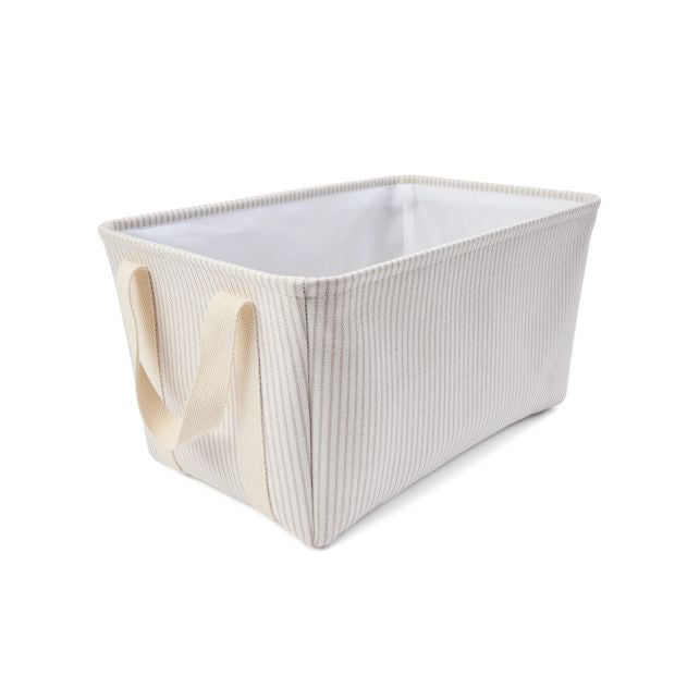 Rectangle Stripe Basket, Beige - Anko