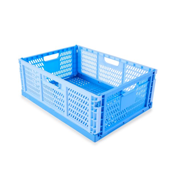Collapsible Crate, Large, Blue - Anko