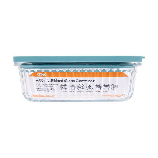 600ml Ribbed Glass Container - Anko