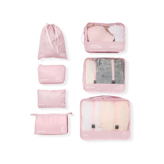7 Piece Packing Cube, Pink - Anko