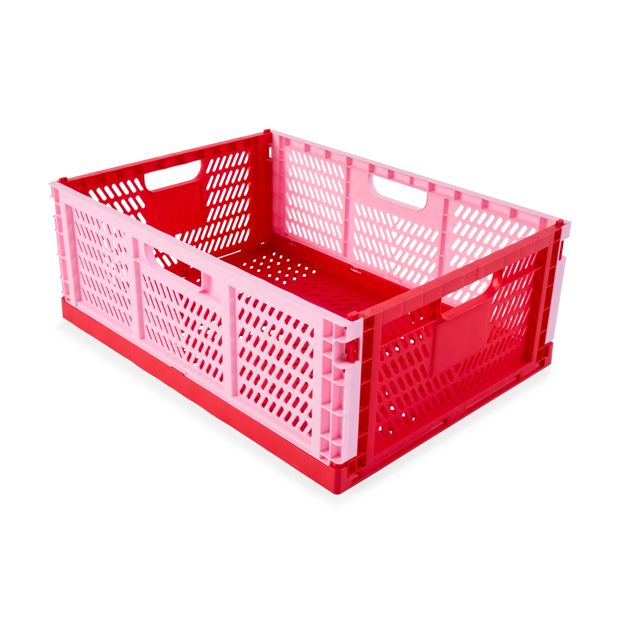 30L Collapsible Crate, Large, Red - Anko