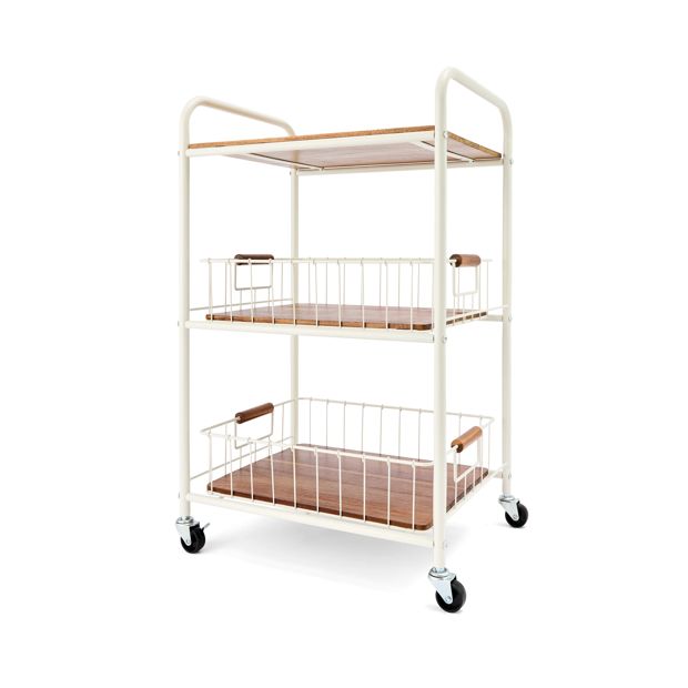 Off White and Acacia Trolley - Anko