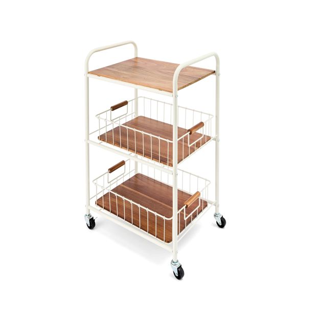 Off White and Acacia Trolley - Anko