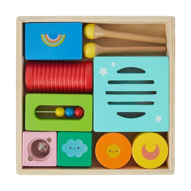 10 Piece Wooden Music Box Bundle Playset - Anko