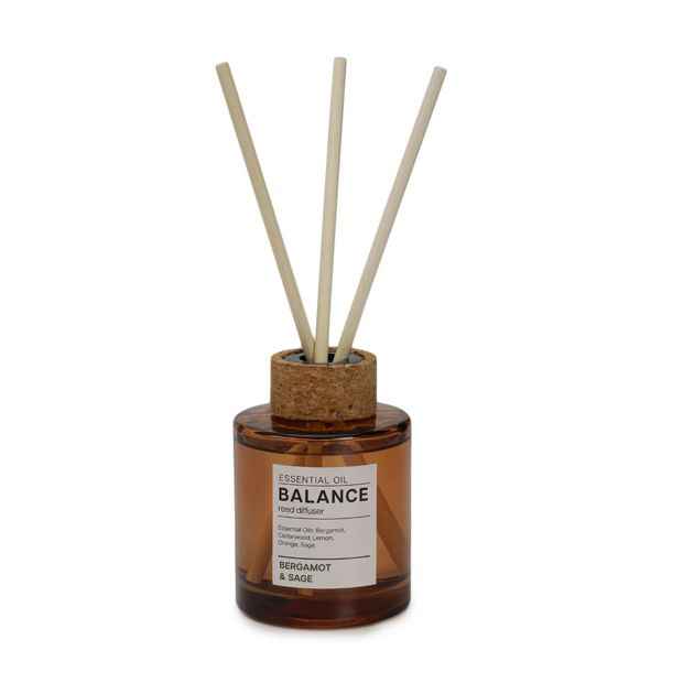 Aroma Balance Bergamot and Sage Essential Oil Blend Liquid Reed Diffuser 130ml - Anko