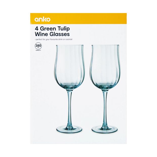 4 Two Tone Purple and Green Wine Glasses - Anko