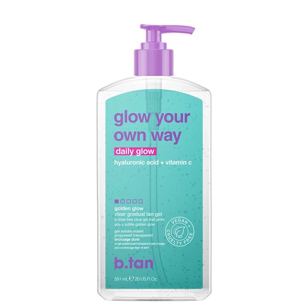 b.tan Glow Your Own Way Daily Glow Clear Gradual Tan Gel 591ml - Golden, Hyaluronic Acid and Vitamin C