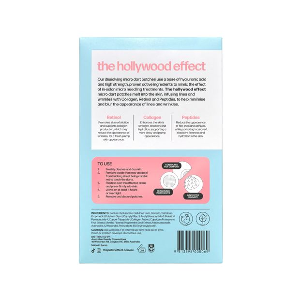 The Patch Effect The Hollywood Effect Dissolving Micro Dart Patches - Collagen, Retinol and Hyaluronic Acid