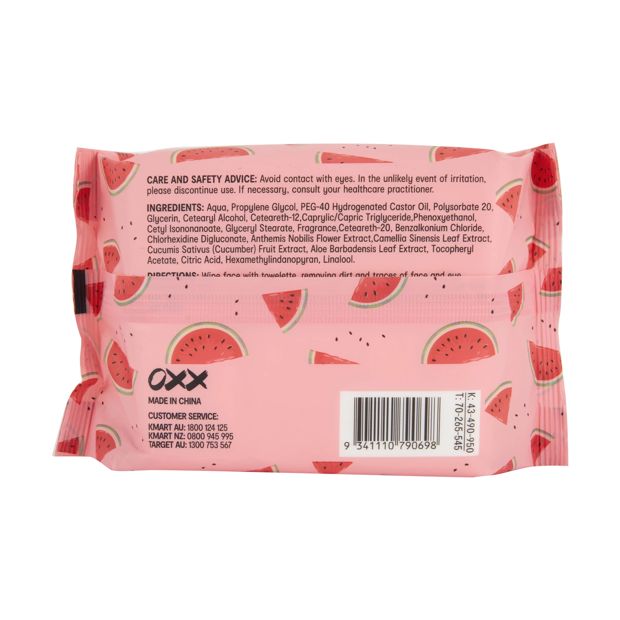 40 Pack Biodegradable Facial Wipes, Watermelon Scented - OXX Skincare