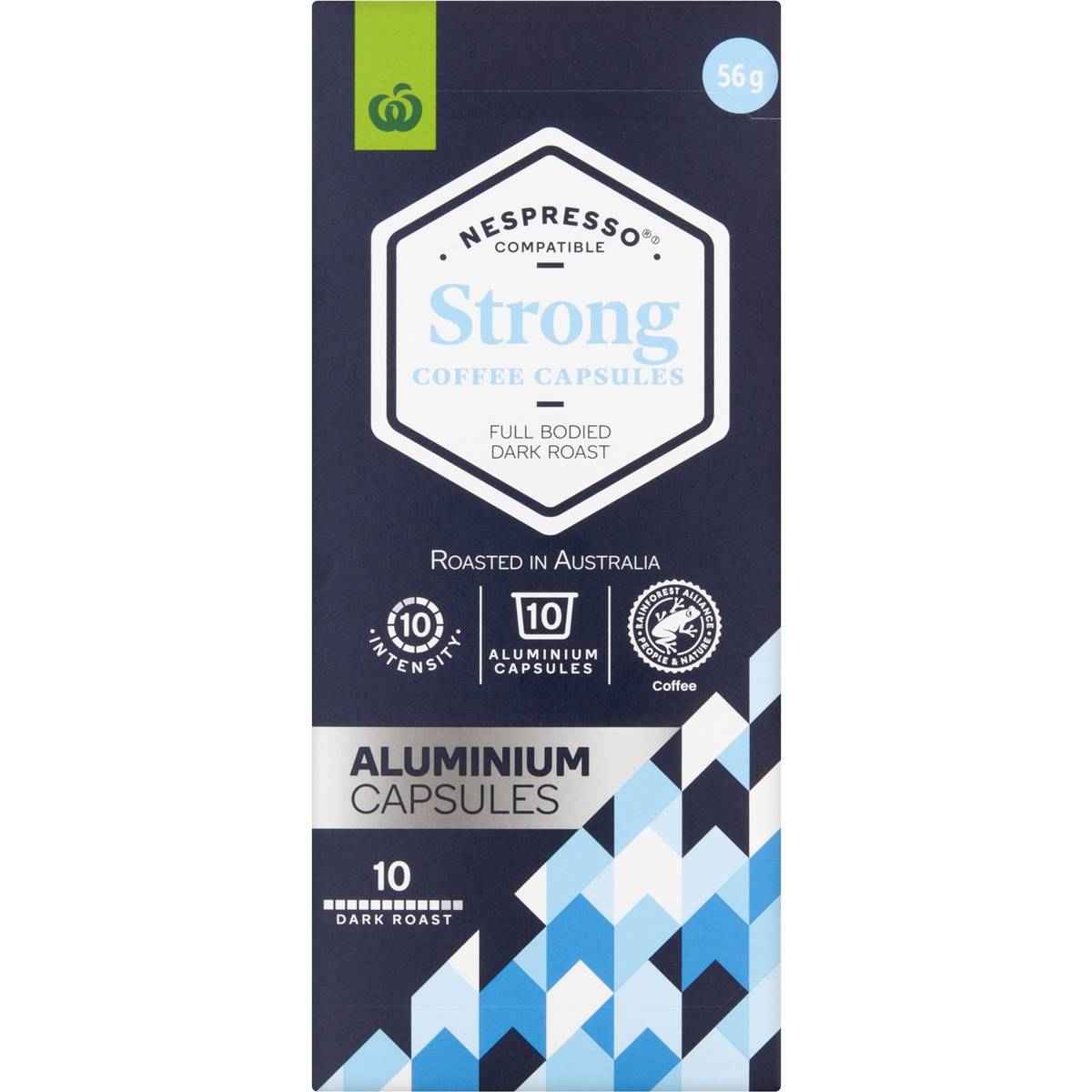 Woolworths Nespresso Compatible Coffee Capsules Strong 10 pack