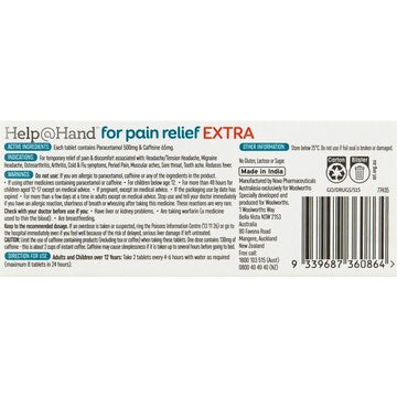 Help@Hand For Pain Relief Extra 500mg Tablets 16 pack