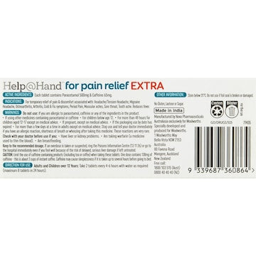 Help@Hand For Pain Relief Extra 500mg Tablets 16 pack