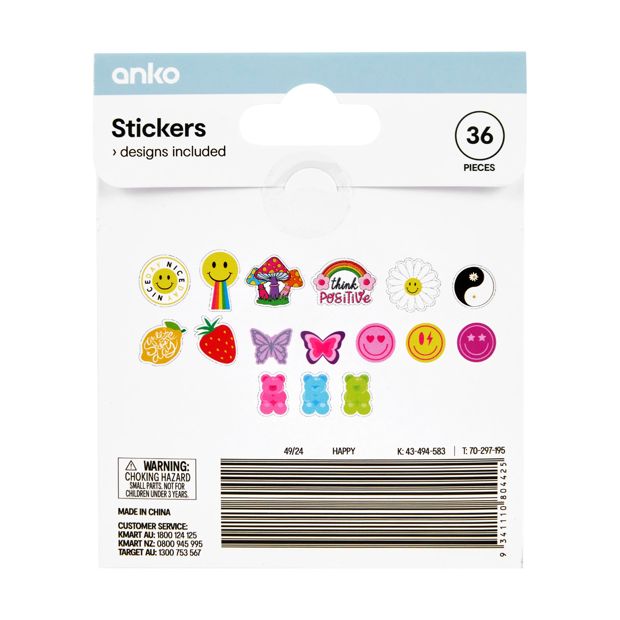 36 Piece Stickers, Happy - Anko