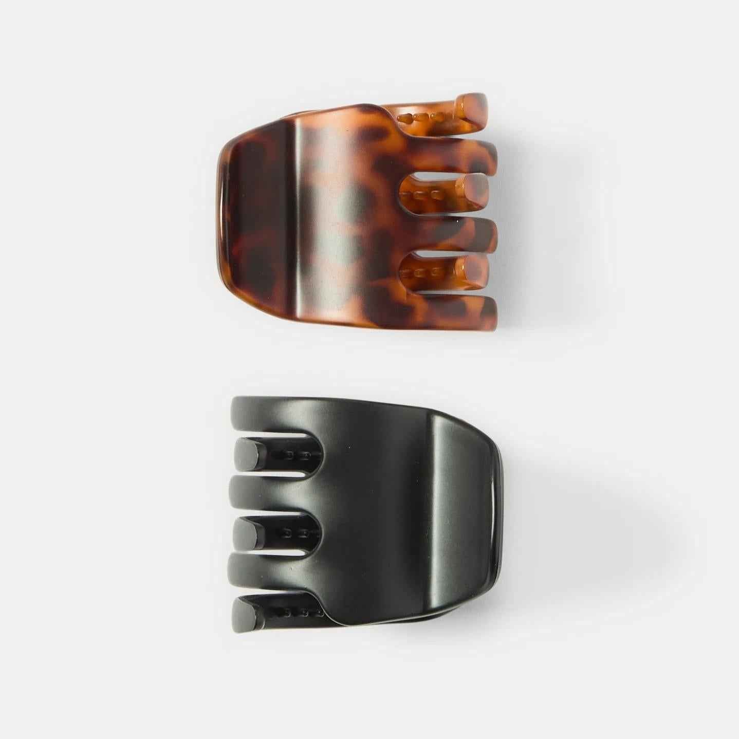 OXX Haircare 2 Pack Black and Brown Half Claw Hair Clips