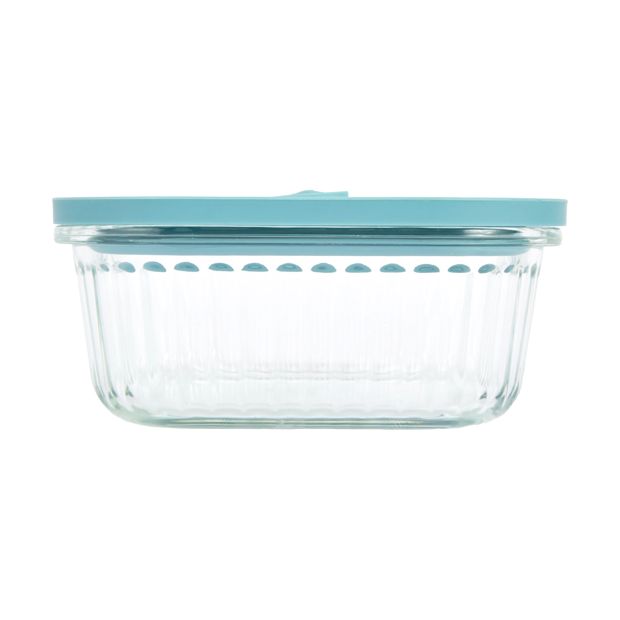 800ml Square Ribbed Glass Container - Anko