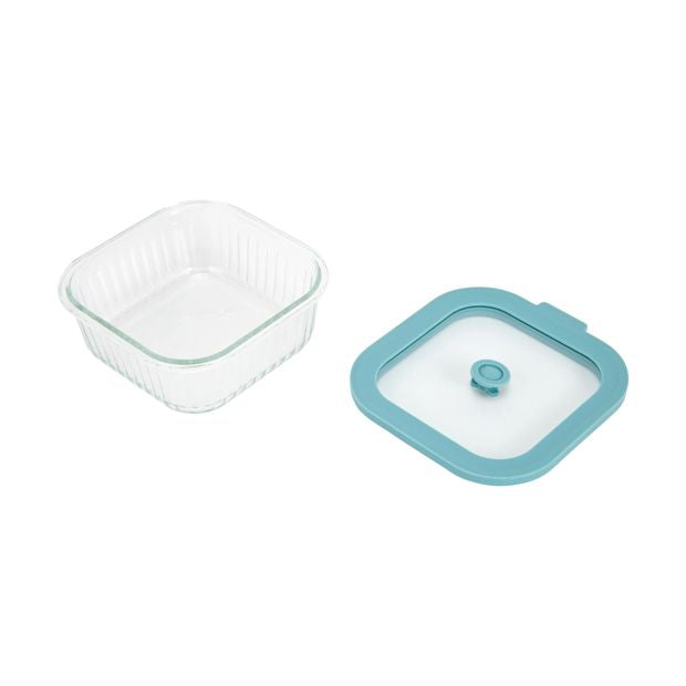 800ml Square Ribbed Glass Container - Anko