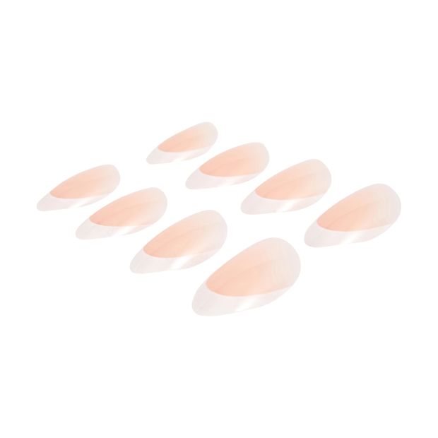 24 Pack Artificial Nails with Adhesive, Almond Shape, French Tip - OXX Cosmetics