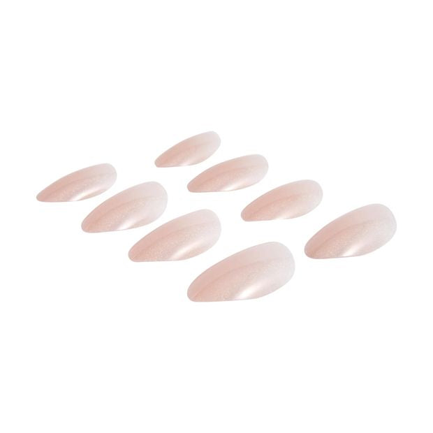 24 Pack Artificial Nails with Adhesive, Almond Shape, Pearl Glazed - OXX Cosmetics