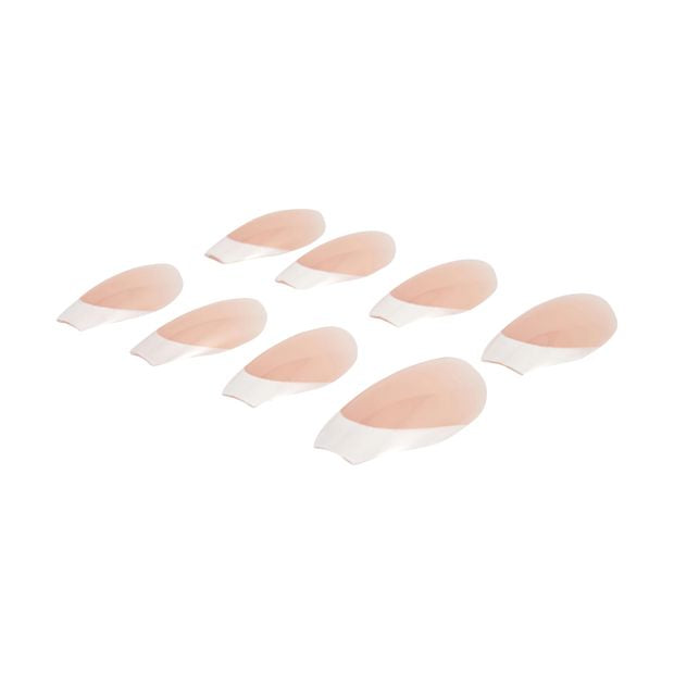 24 Pack Artificial Nails with Adhesive, Coffin Shape, French Tip - OXX Cosmetics