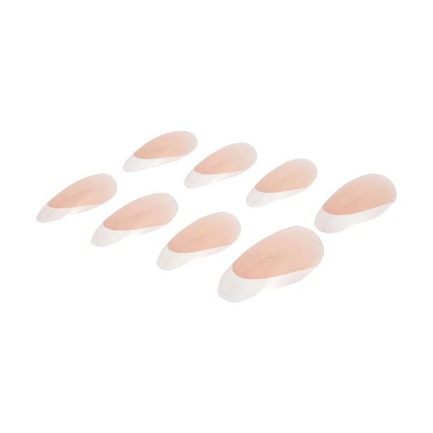 24 Pack Artificial Nails with Adhesive, Stiletto Shape, French Tip - OXX Cosmetics